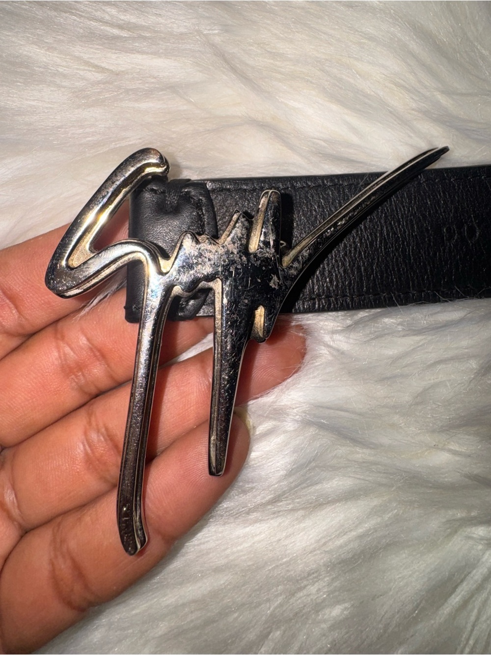 Giuseppe Zanotti Black Leather Belt with Signature Silver Logo Buckle - Picture 9 of 11